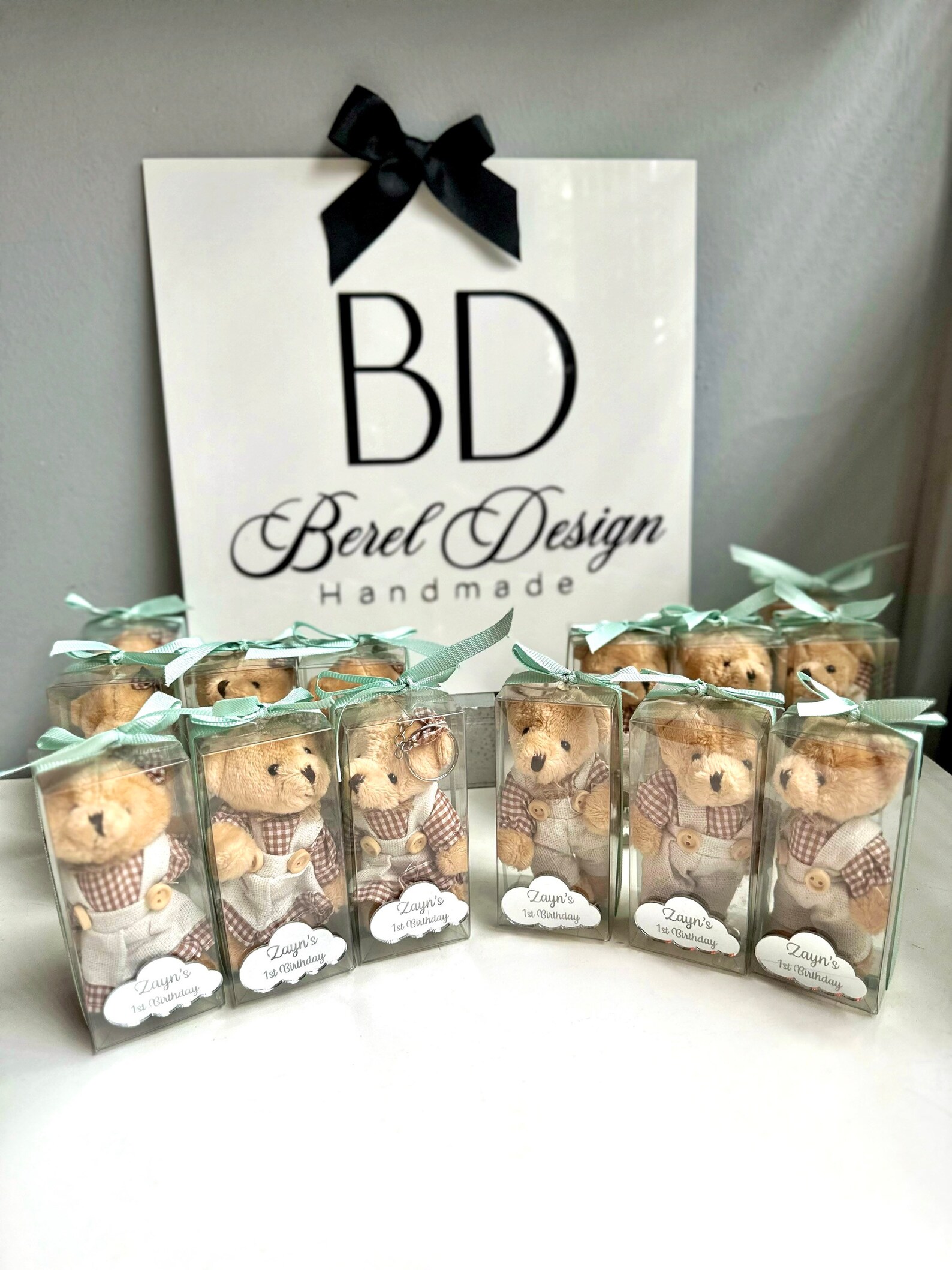 Custom Plush Teddy Bear Keychain Baby Shower Party Favors Etsy