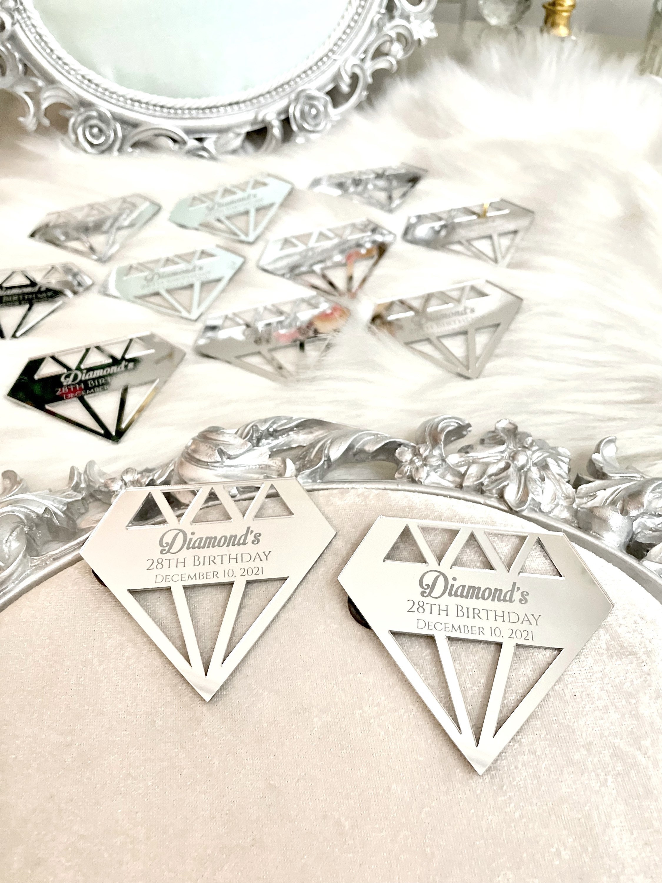 Personalized Gift, Diamond Save the Date Favors, Valentines Day, Diamond Shape Wedding Favors, Diamond Birthday Theme,Wedding Guest Gifts