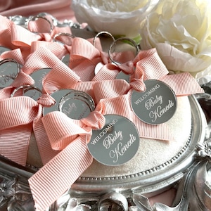 Acryl Spiegel Tag Schlüsselanhänger, Tag Charm, Schriftzug Namensschild, personalisiertes Geschenk, Empfangstoken, Benutzerdefinierte Acryl Schlüsselanhänger, Babypartygeschenke