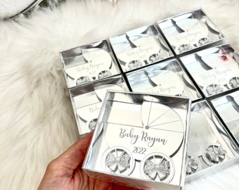 Mirror Baby Stroller Magnets with Box, Baby Shower Favors, Baby Welcoming Gifts, Personalized Gifts, Gender Reveal Party Gifts, Party Favors