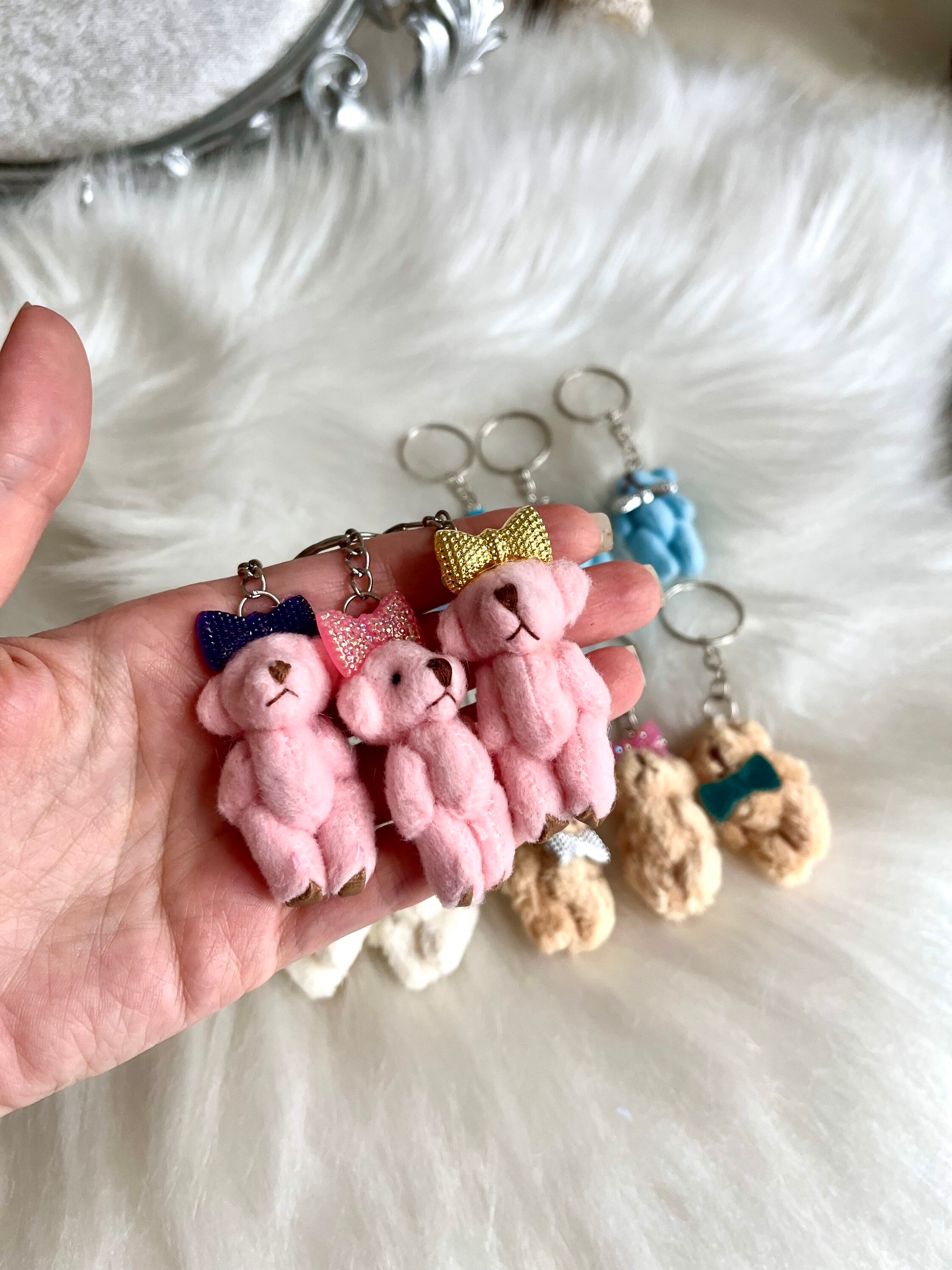 Mini Teddy Bear Plush Keychains, 4cm, We Can Bearly Wait