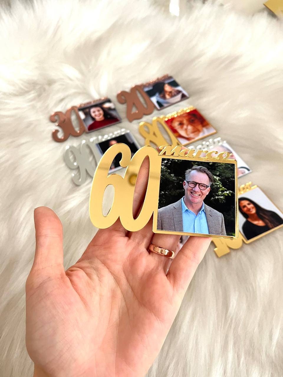 Custom 90 Birthday Photo Magnet, 30th Birthday Picture Frame, 40th Birthday, Birthday Party Gift, Age 50 Favors, Grandmother Birthday Gift