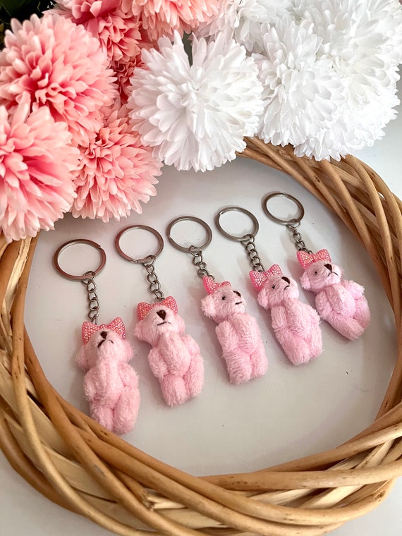 Pink Teddy Bear Keychain Mini Teddy Bear Favors Teddy Bear Baby Shower Favor Beary First Birthday Bear Theme Party We Can Bearly Wait Etsy UK