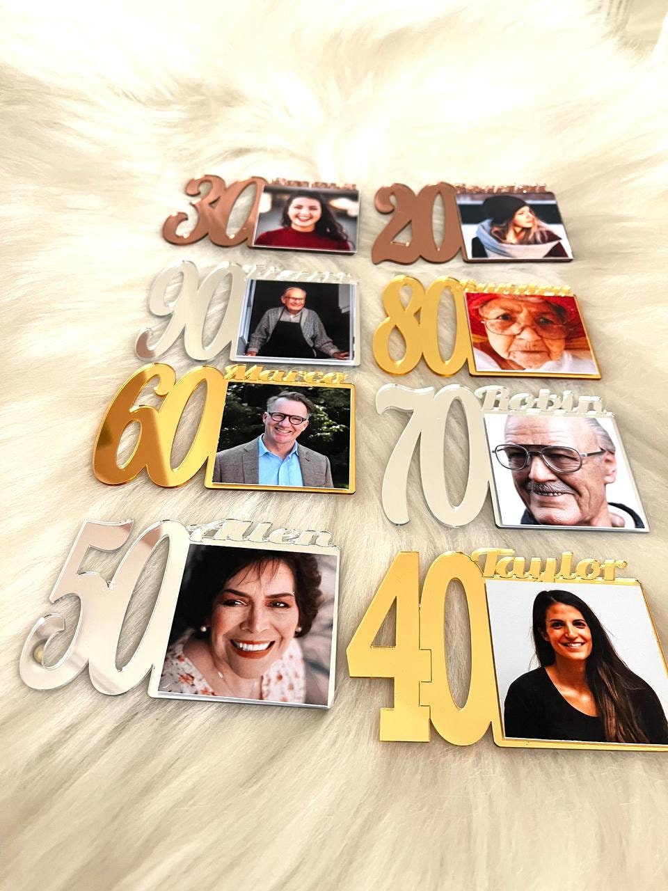 Custom 90 Birthday Photo Magnet, 30th Birthday Picture Frame, 40th Birthday, Birthday Party Gift, Age 50 Favors, Grandmother Birthday Gift