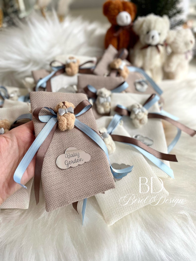 Teddy Bear Gift Bags, Pink Baby Shower Gift Bags, Candy Bags, Packaging Bags, Personalized Gift, Party Favors, Party Bags, Baby Welcome image 9
