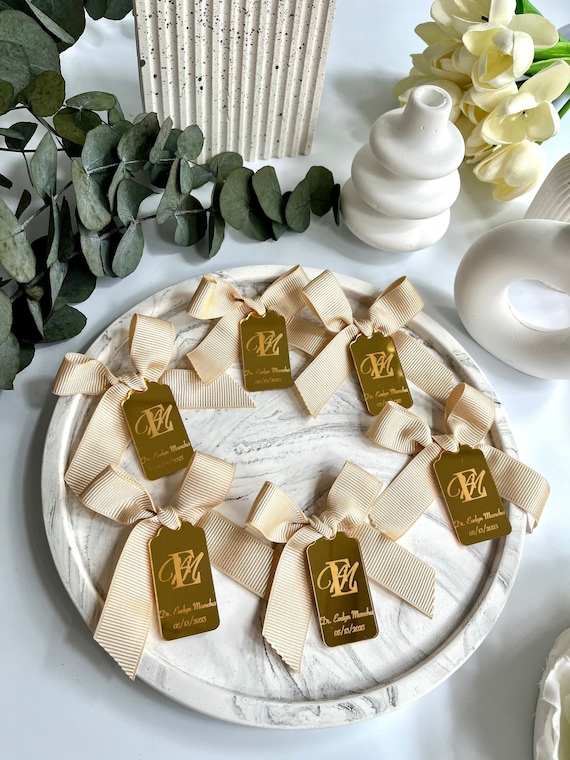 Gold Acrylic Mirror Tag, Wedding Name Tags, Reception Token, Luxury Tag, Wedding Guest Gift, Save the Date Tag, Wedding Plate Number Tags