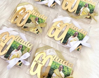 Custom Gold 60 Birthday Photo Magnet, Personalized Gift, 50 Birthday Favors, 40 Birthday, 30 Birthday, 20 Birthday, 70 Birthday, 90 Birthday