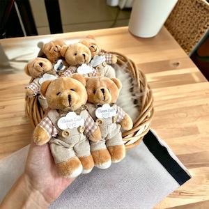 Baby Shower personalizzato con orsacchiotto, grazie mille, festa di compleanno dell'orsacchiotto, regali personalizzati, portachiavi orsacchiotto, possiamo aspettare con orsacchiotto