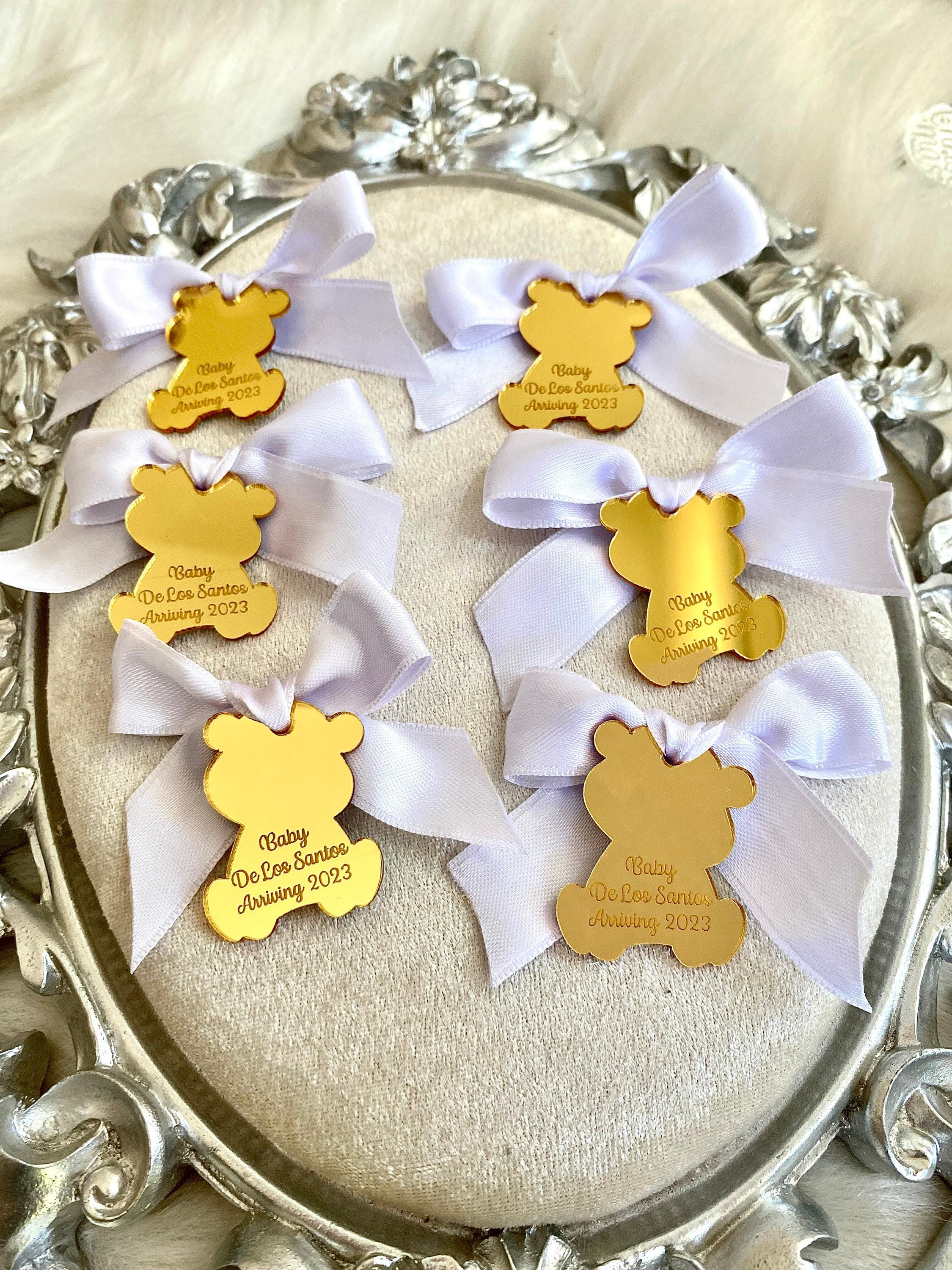 Teddy Bear Acrylic Mirror Tag, Baby Shower Tag, Thank You Beary Much, Personalized Gift, Teddy Bear Birthday, Teddy Bear We can Bearly Wait
