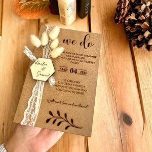 Rustic We Do Wedding Invitation, Boho Wedding Invitation, Custom Wooden Invitation, Wooden Invite, Natural Invitation, Save the Date Card