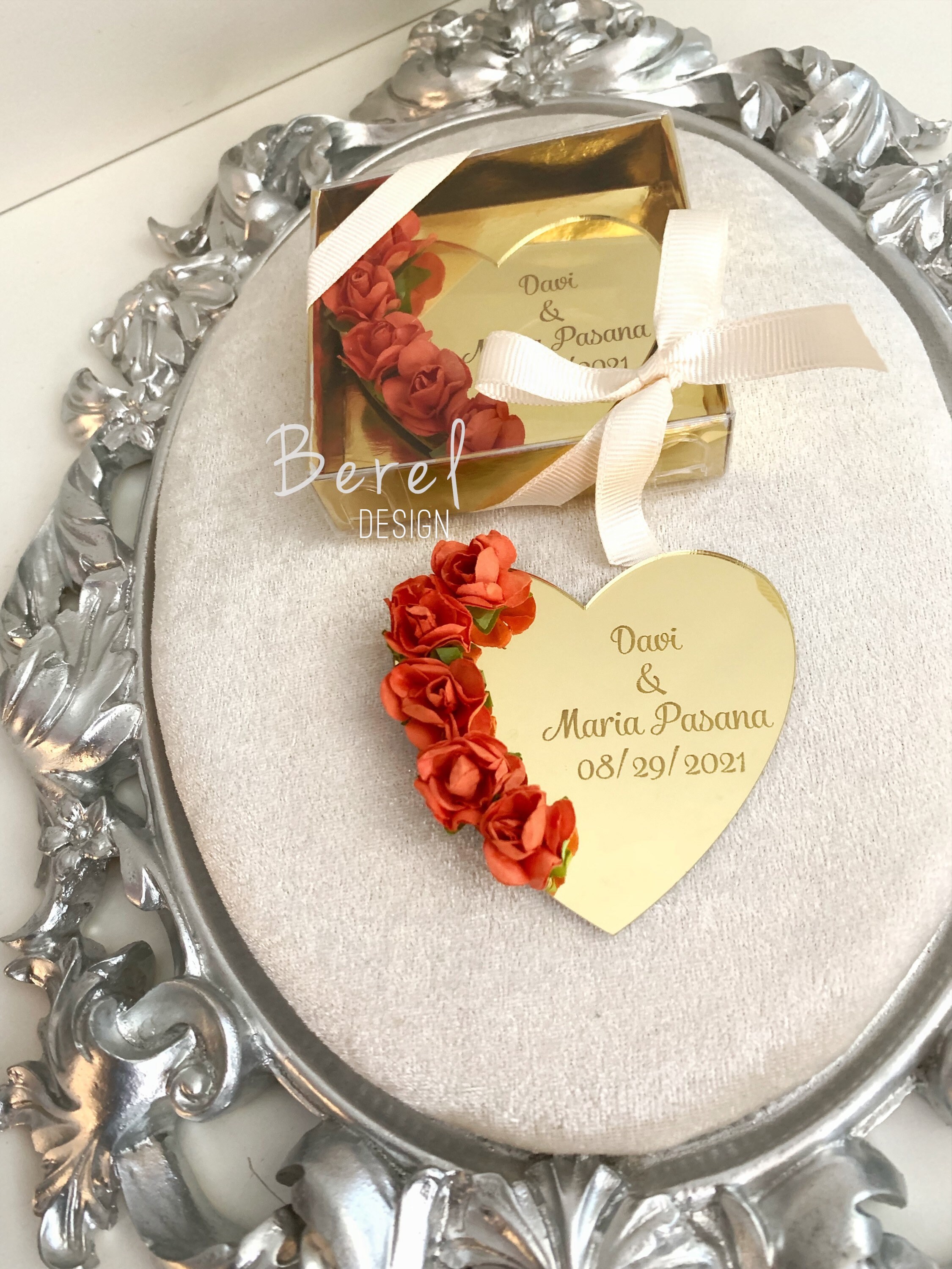 Heart Shape Wedding Acrylic Mirror Favors, Save the Date Magnet, Wedding Guest Gift, Valentines Day Gift, Personalized Gift, Wedding Gifts