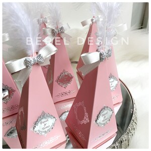 Cadeau Pink Custom Cone Favor, Boîte Drage, Boîtes de fête de fête de fête de bébé, Boîtes cadeaux de bonbons, Boîte Favor, Boîte à cône de bonbons, Boîte de bonbons, Cadeaux de douche de bébé