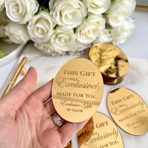 Etiqueta de agradecimiento empresarial, etiqueta de espejo grande, etiqueta de 3 pulgadas, etiqueta de regalo personalizada, guardar las etiquetas de fecha, token de recepción, etiqueta de boda personalizada, etiqueta de lujo