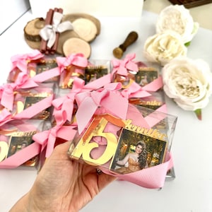 Custom Pink Gold Mis Quince Años, Mis Quince 15, Sweet 15 Photo Magnets, Personalized Gift, Quinceañera Birthday Favors, Birthday Party Gift