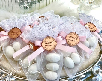 Jordan Mandeln in benutzerdefinierter Spitzentasche, Babyparty-Geschenke, personalisiertes Geschenk, Hochzeitsgeschenke, Save the Date Favors, Baby Willkommensgeschenke, Sweet 16