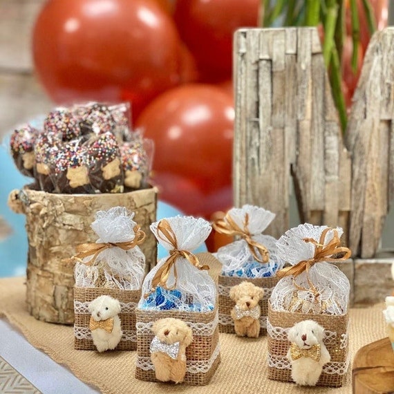 Teddy Bear Baby Shower Bags Treat Box We Can Bearly Wait Gender
