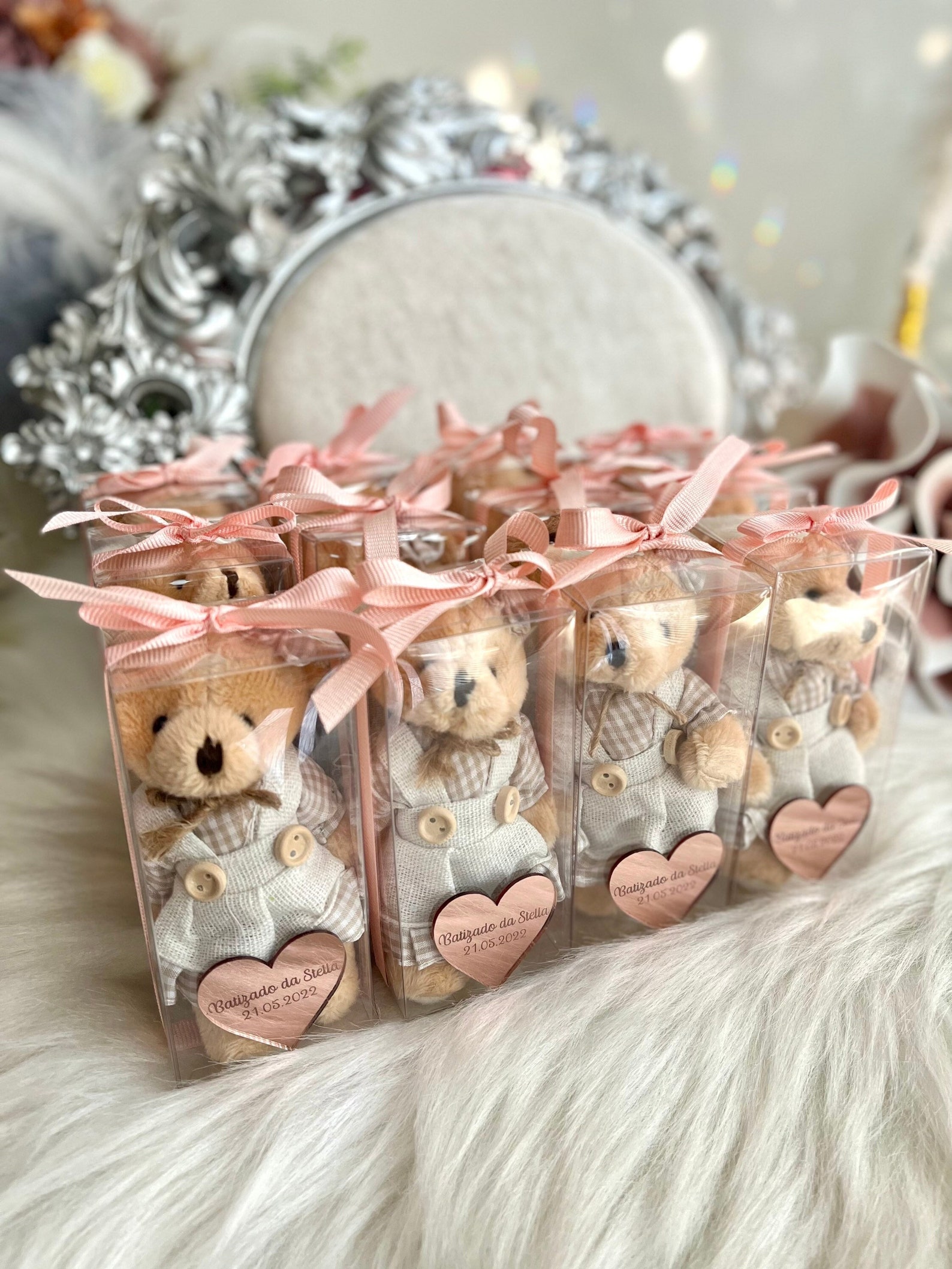 Custom Plush Teddy Bear Keychain Baby Girl Shower Party Etsy