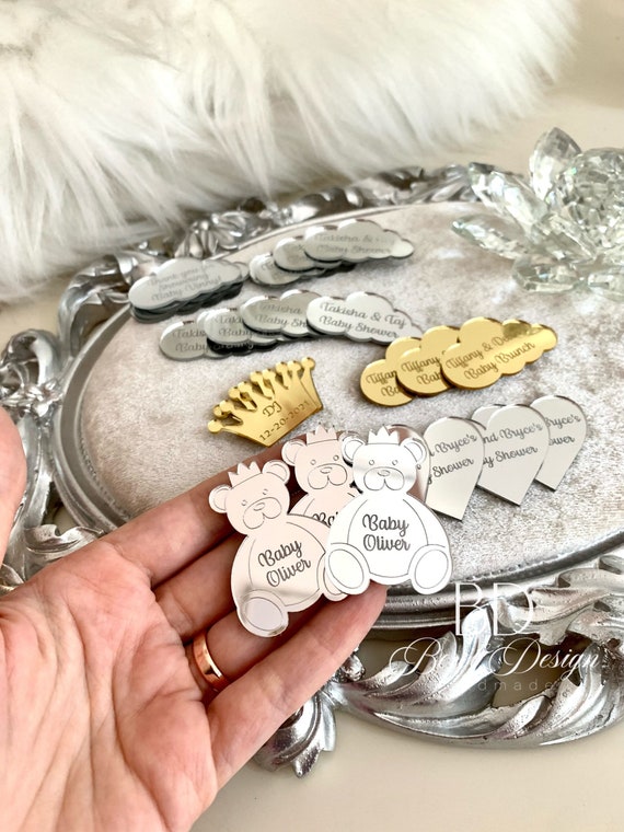 100Pcs Personalized Acrylic Tags Customized Name Tag Decoration Wedding  Favors for Guests Gift Baptism Birthday Diamond