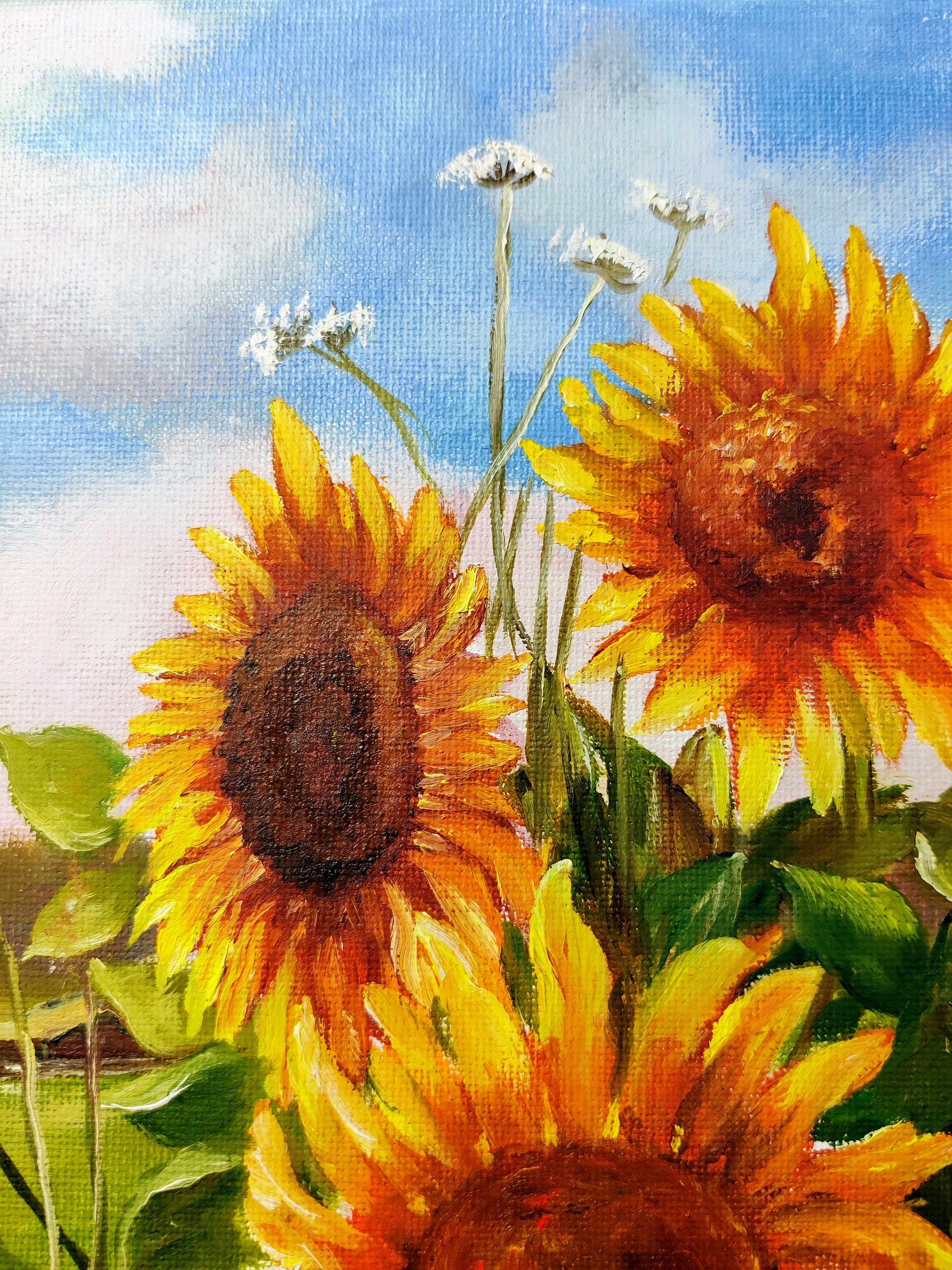 Sunflowers. Original Oil Painting on Stretched Canvas 11"x14 ...