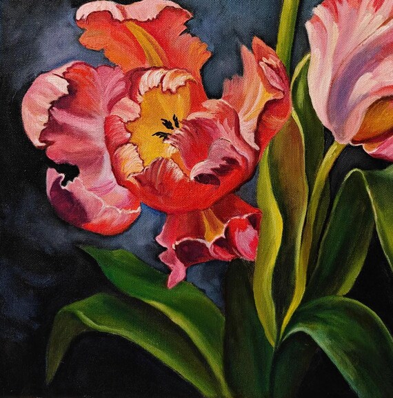 Tulips. Original Oil Painting on Canvas 16