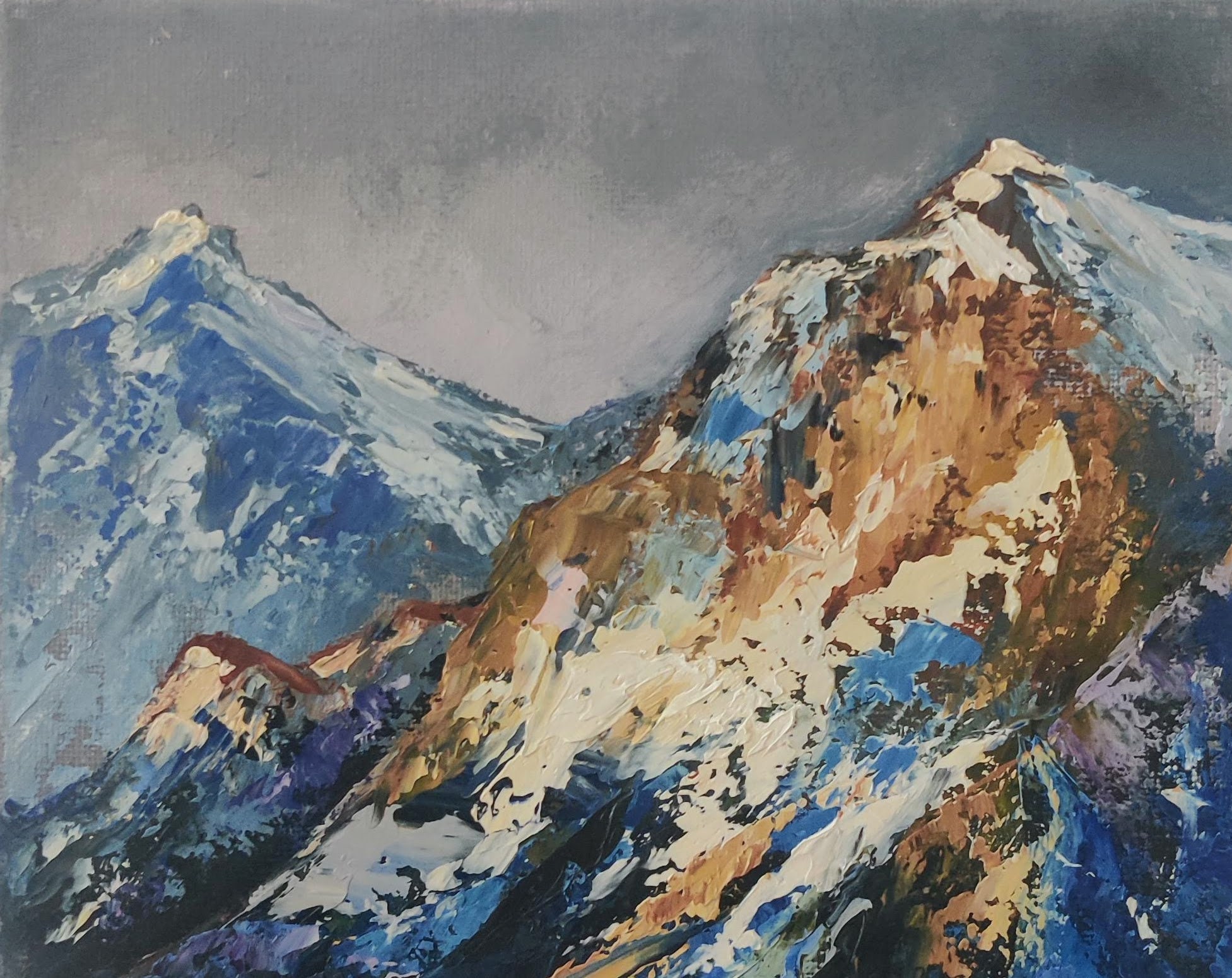 油絵　雪山　TH Snow Mountains. Oil Painting on Canvas8