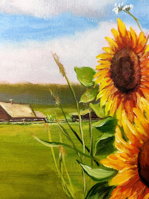 Sunflowers. Original Oil Painting on Stretched Canvas 11