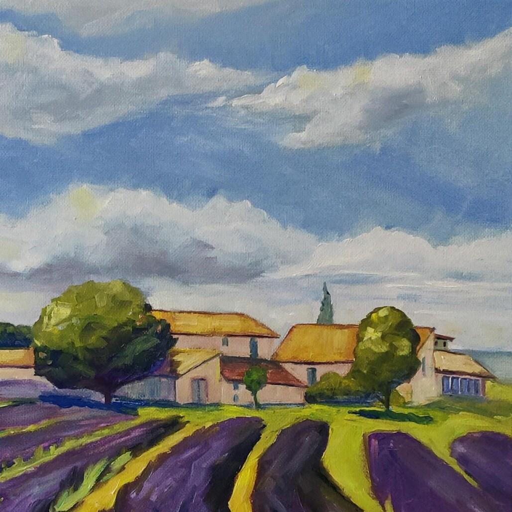 Lavender Field Original Oil Painting on Canvas 16