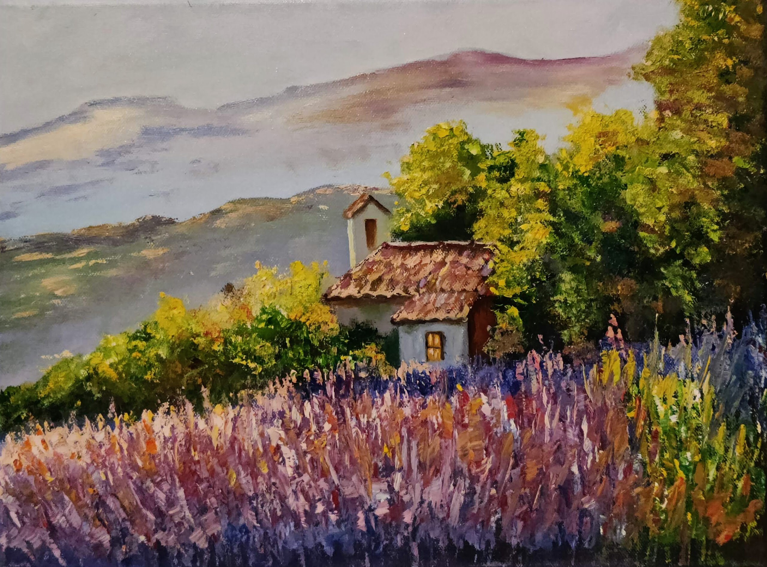 Lavender Field Original Oil Painting Landscape Impasto Oil Art on ...