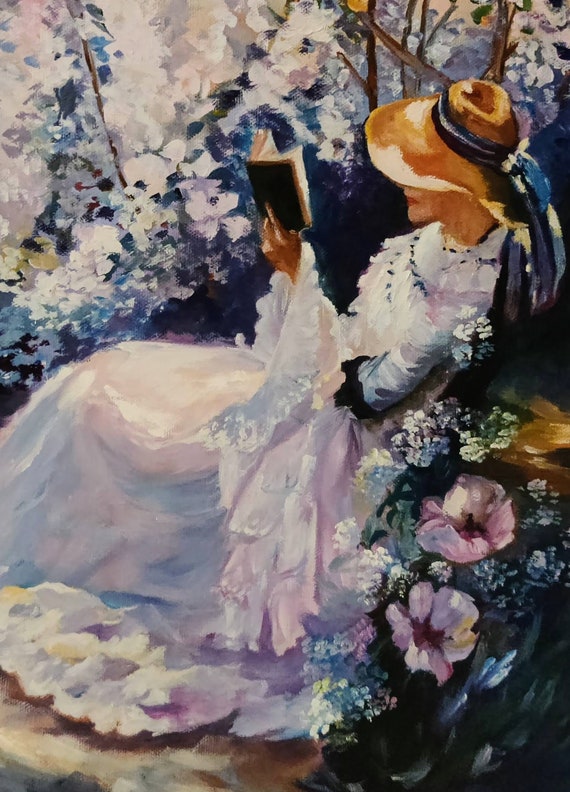 Lady Women Reading Book Delicious Solitude by Frank Bramley Reproduction  Oil Painting Hand Painted. - Etsy