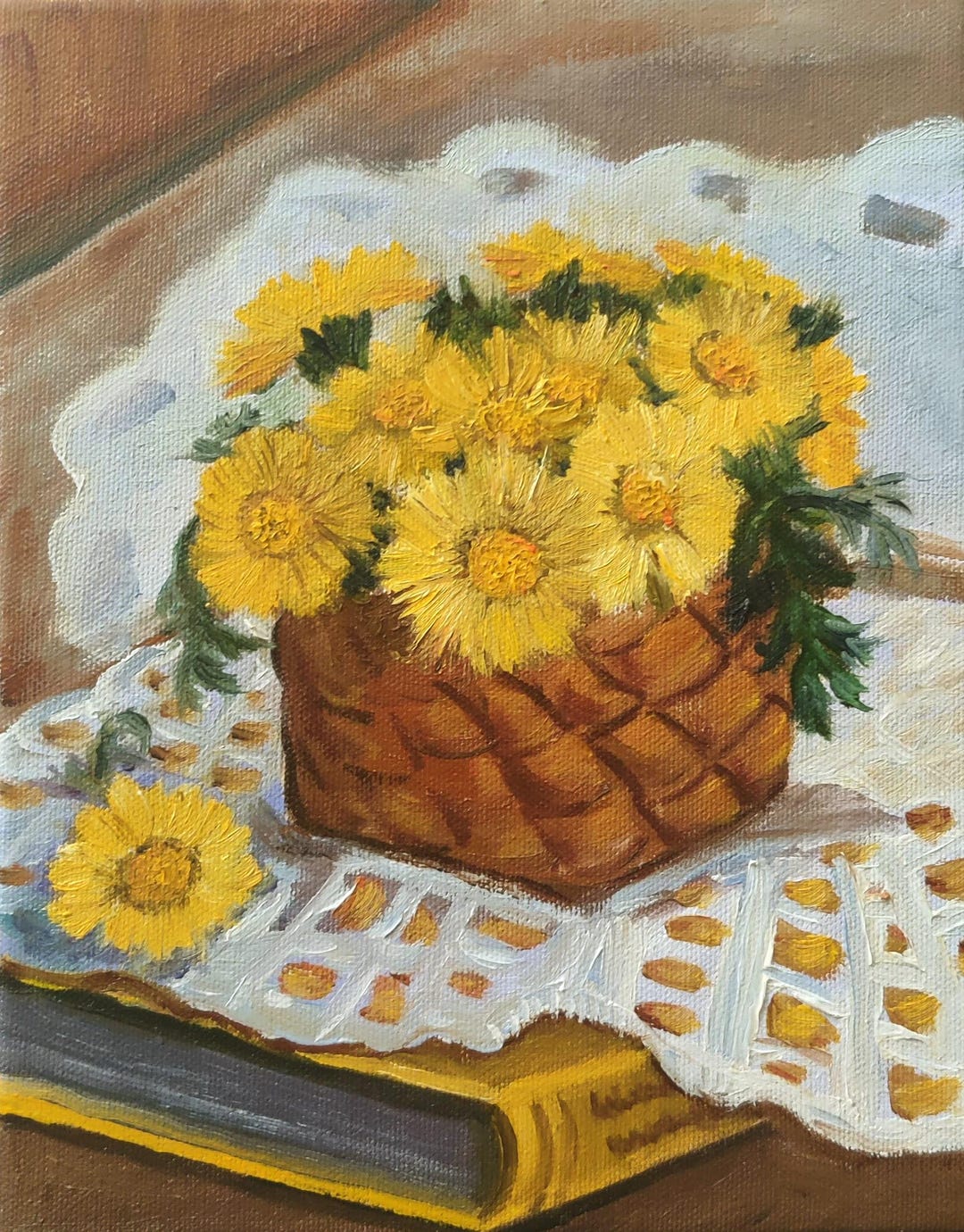 Yellow Flowers. Original Oil Painting on Canvas 8'x10"still Life Art ...