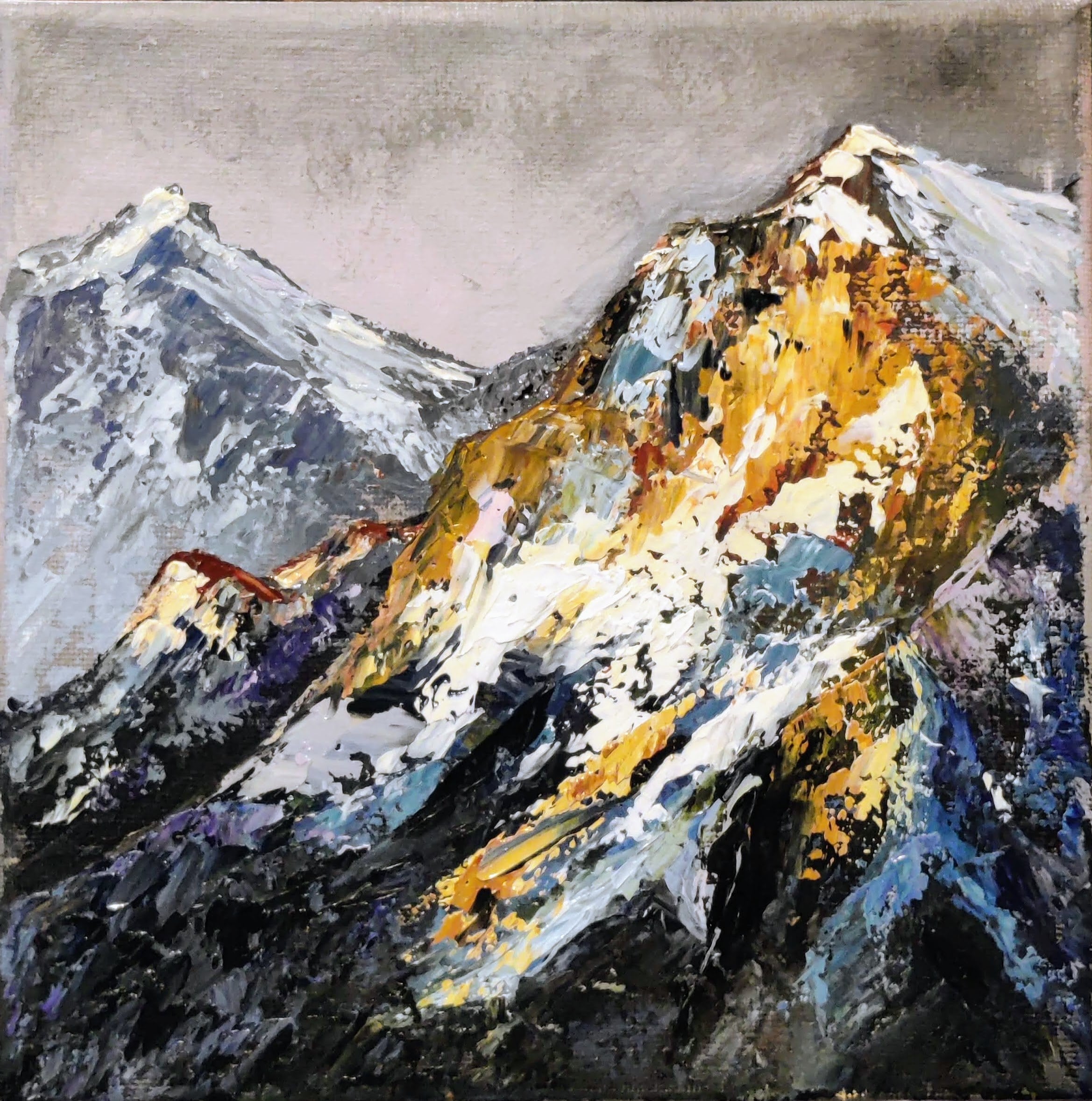 油絵　雪山　TH Snow Mountains. Oil Painting on Canvas8