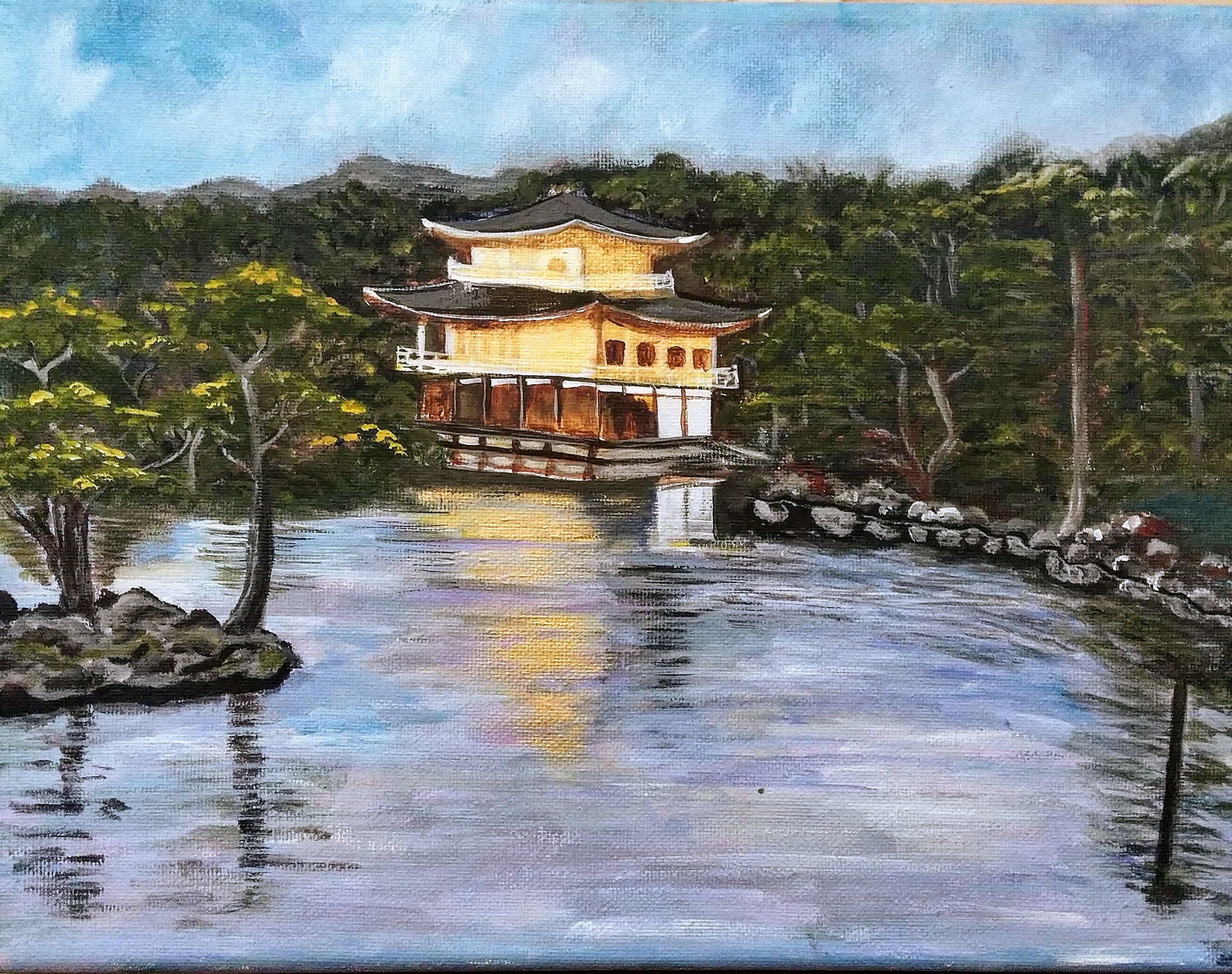 The Temple of the Golden Pavilion. Japan. Original Acrylic