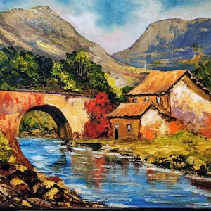 Mountain River. Original Oil Painting 11&quot;x14&quot; Palette knife painting ready to ship