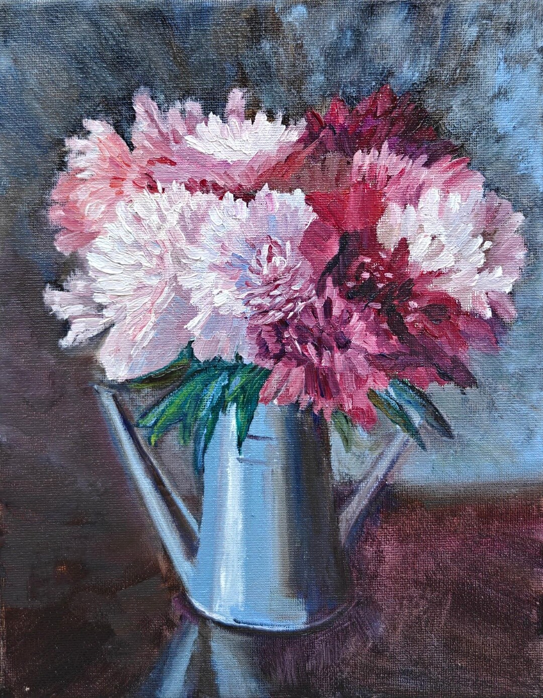 Pink Peonies. Original Oil Painting on Canvas 8""x10" Flowers Art Home ...