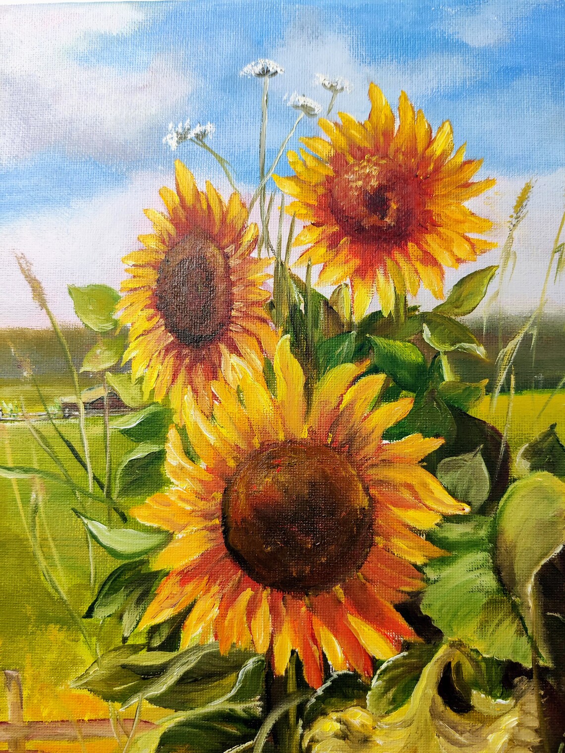 Sunflowers. Original Oil Painting on Stretched Canvas 11"x14 ...
