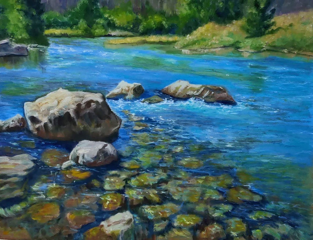 Mountain Lake. Landscape Painting Original Oil Painting on Canvas 14 ...