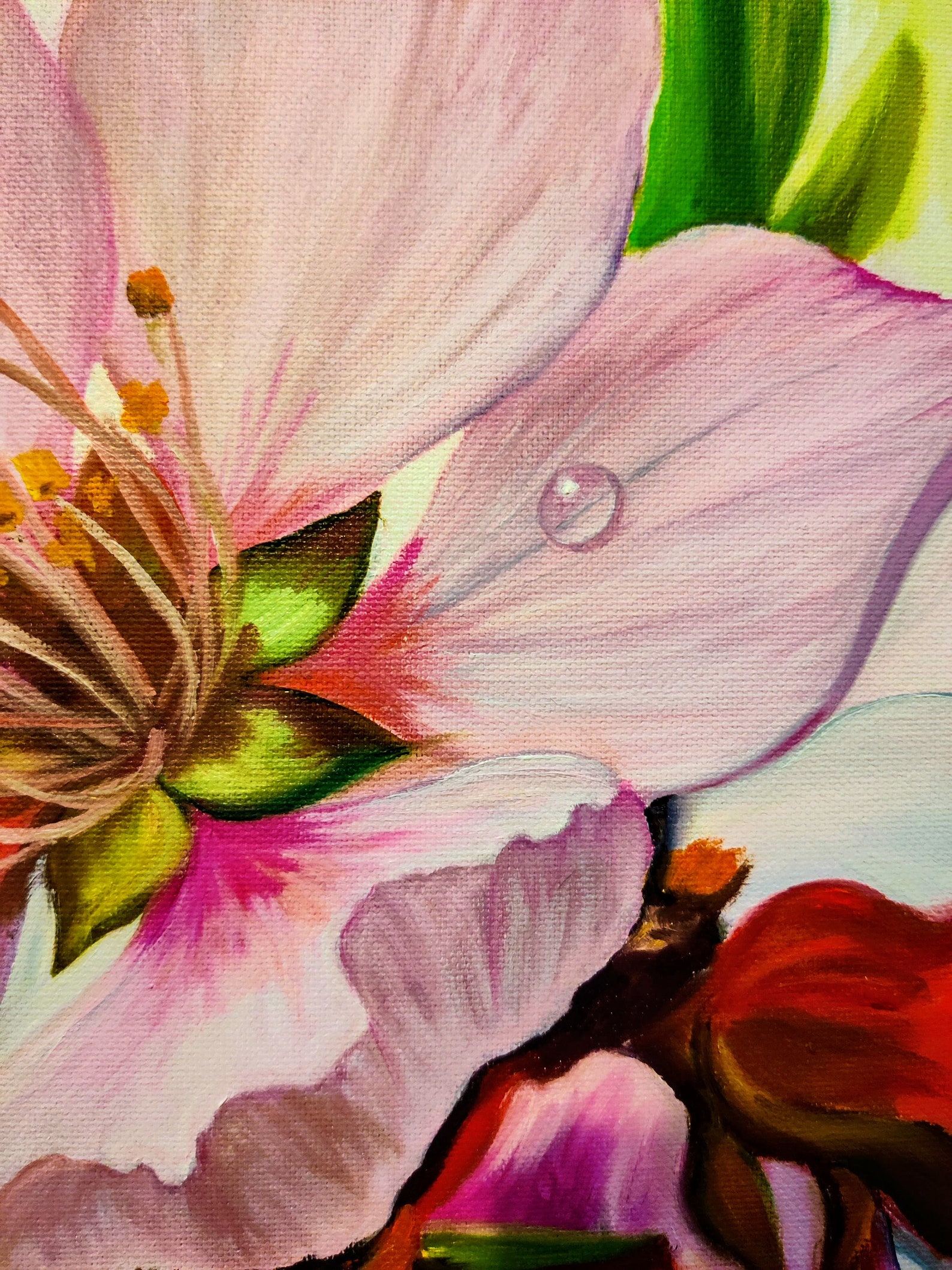 Peach Flower Original Oil Painting On Canvas 14 x18 peach Blossom 