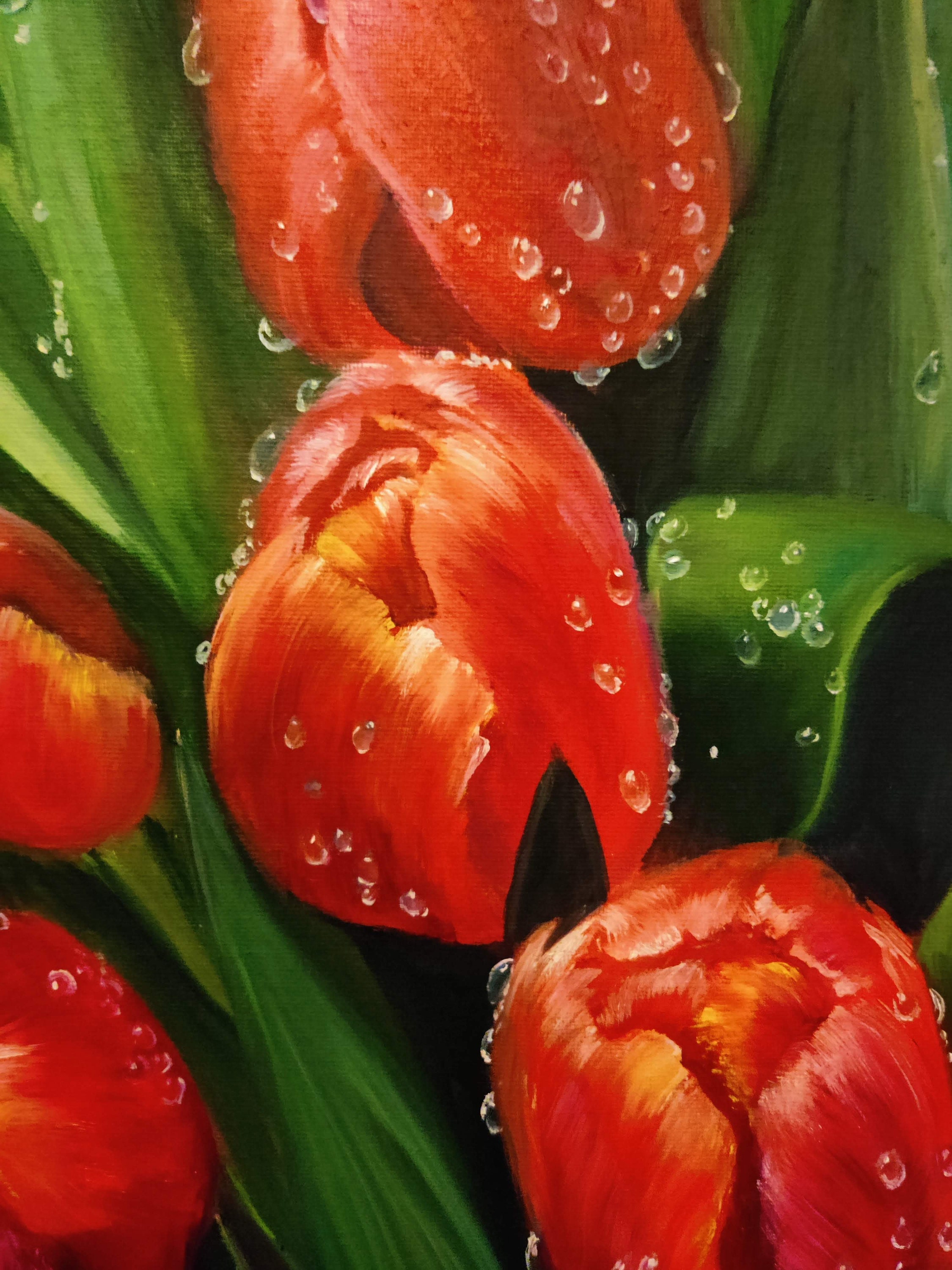 Tulips. Original Oil Painting on Canvas 16"x20" Floral Wall Art Flower ...