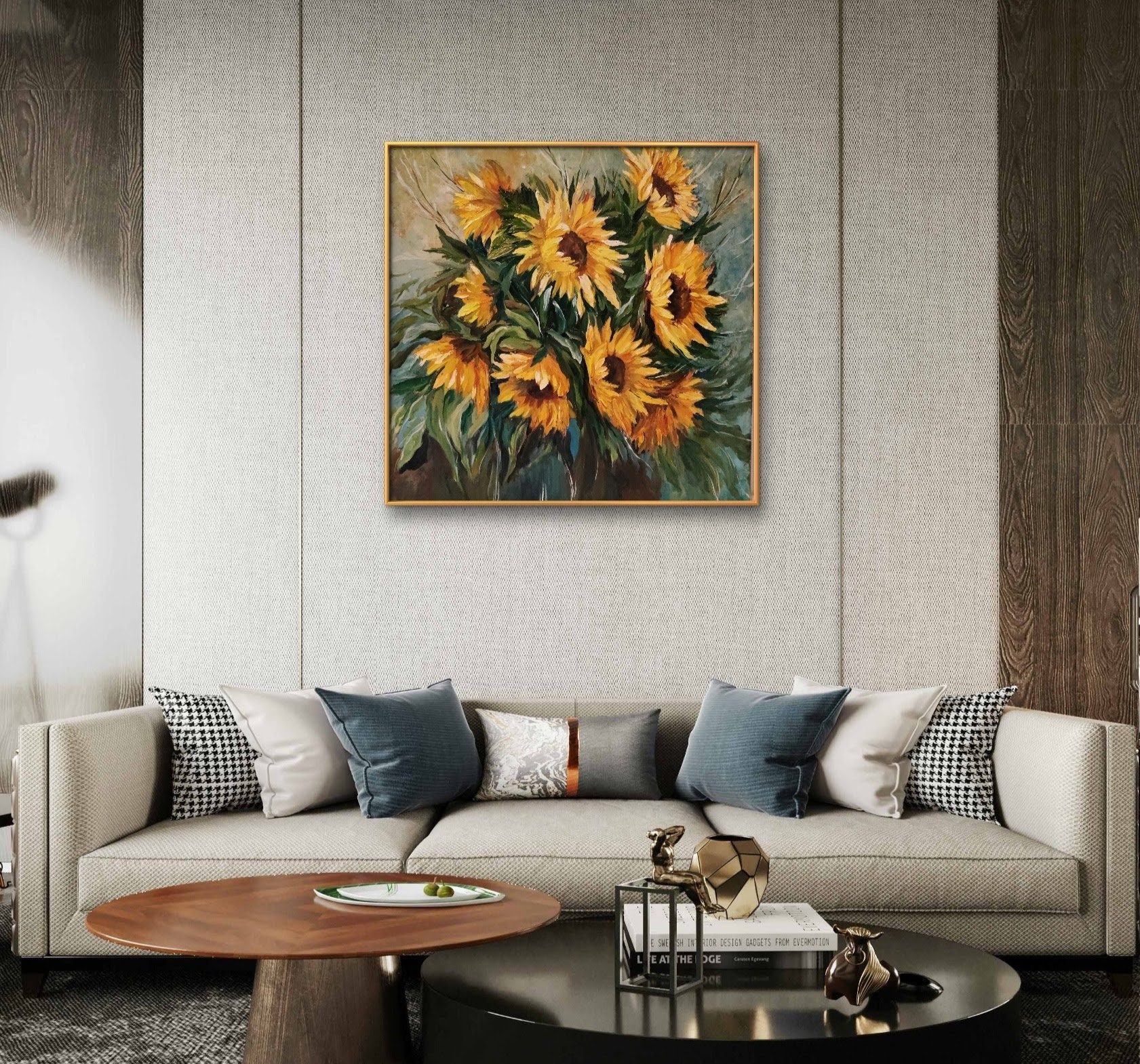 Sunflowers. Original Oil Painting on Canvas. Palette Knife Art Hand ...