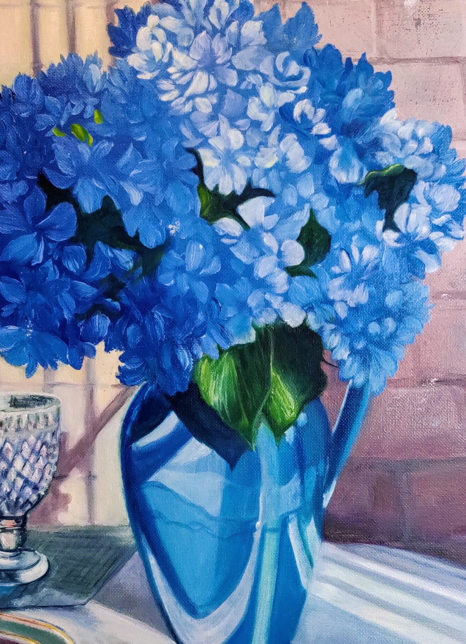 油絵 絵画 【Hydrangea】 20th Century Hydrangea Landscape Oil Painting on Canvas