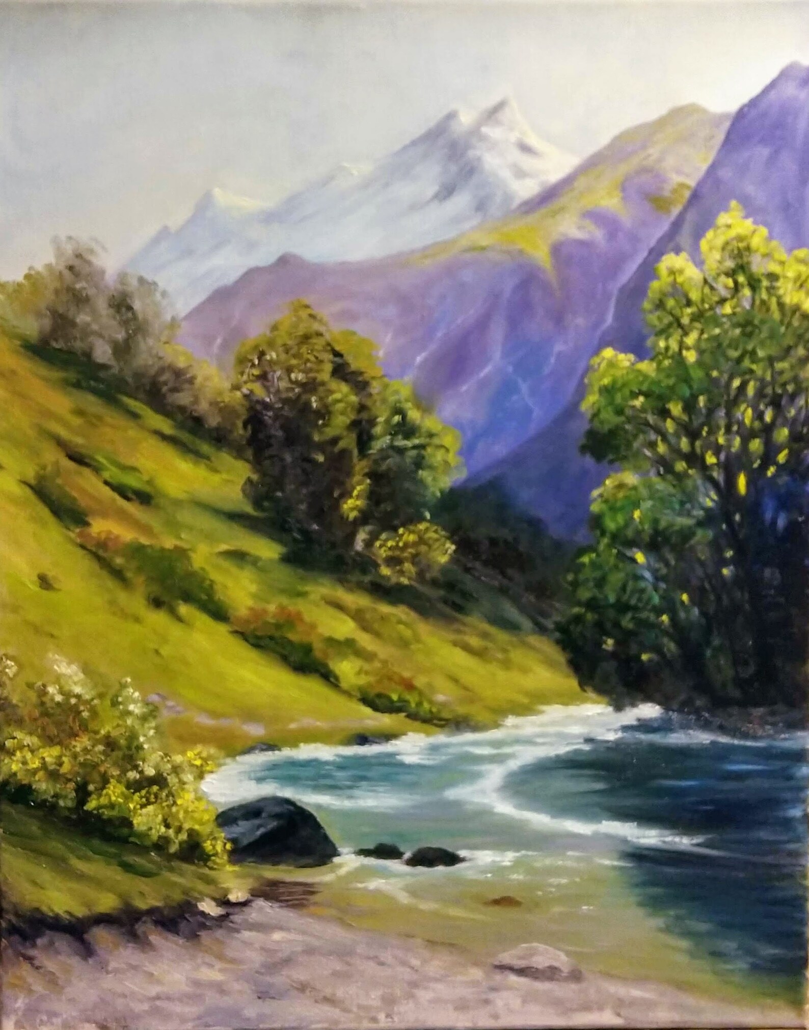 Mountain River Mountain Landscape. Original Oil Painting on Canvas 16 ...
