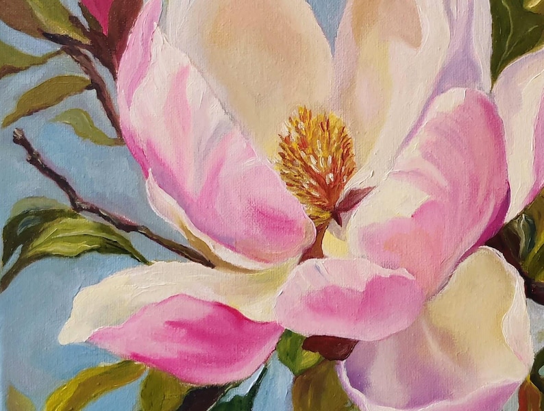 Magnolia Oil Painting on Canvas 12"x16" Home Decor Wall Art Mother's ...