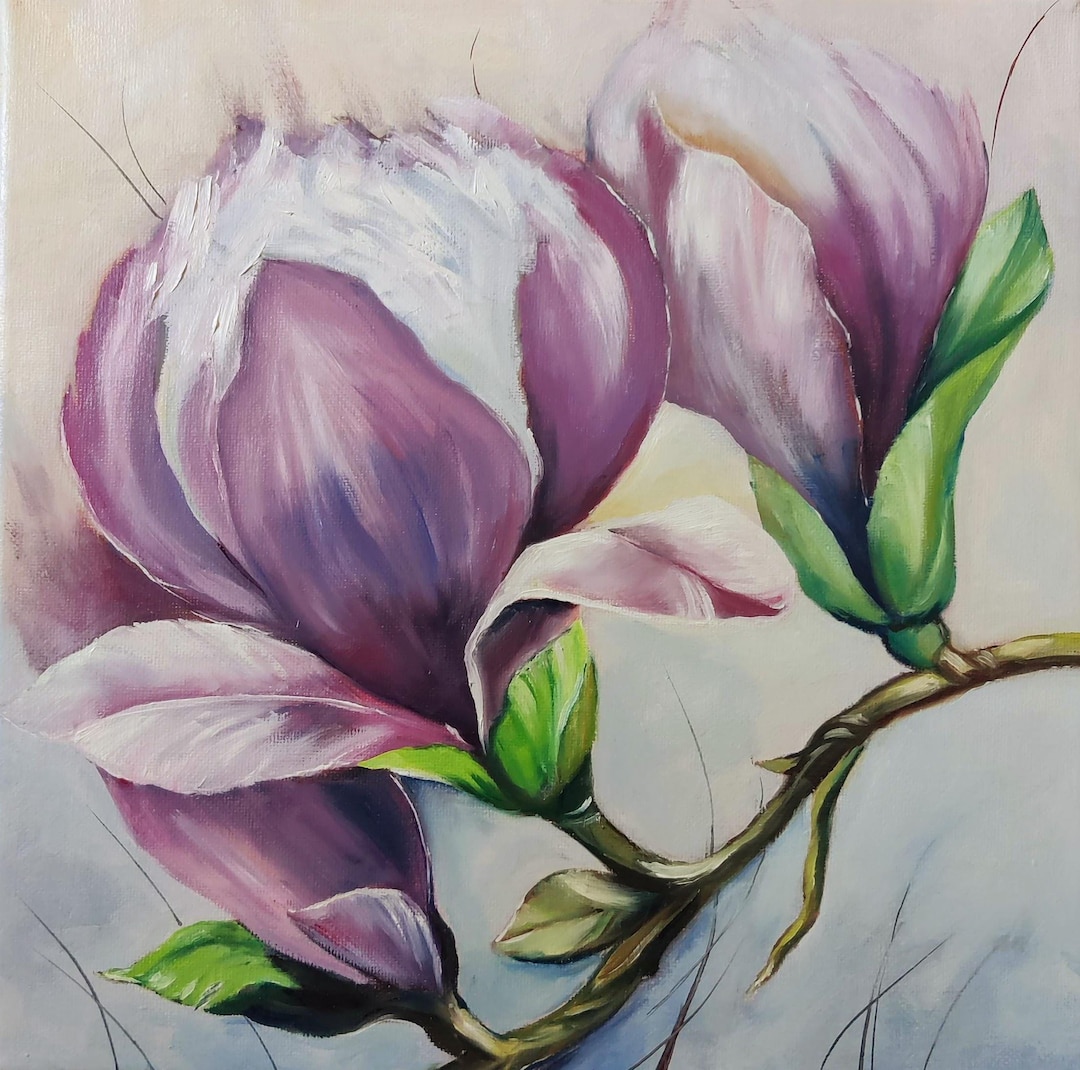 Magnolia. Oil Painting on Canvas 12"x12:" Home Decor Blossom Magnolia ...