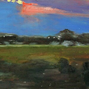 Summer Twilight --Original oil painting on canvas 8"x8" Wall Art Sunset art image 4