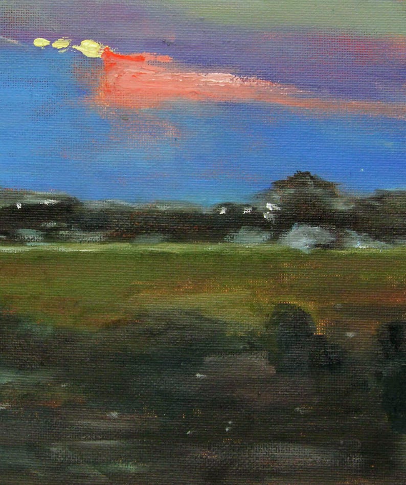 Summer Twilight --Original oil painting on canvas 8"x8" Wall Art Sunset art image 4