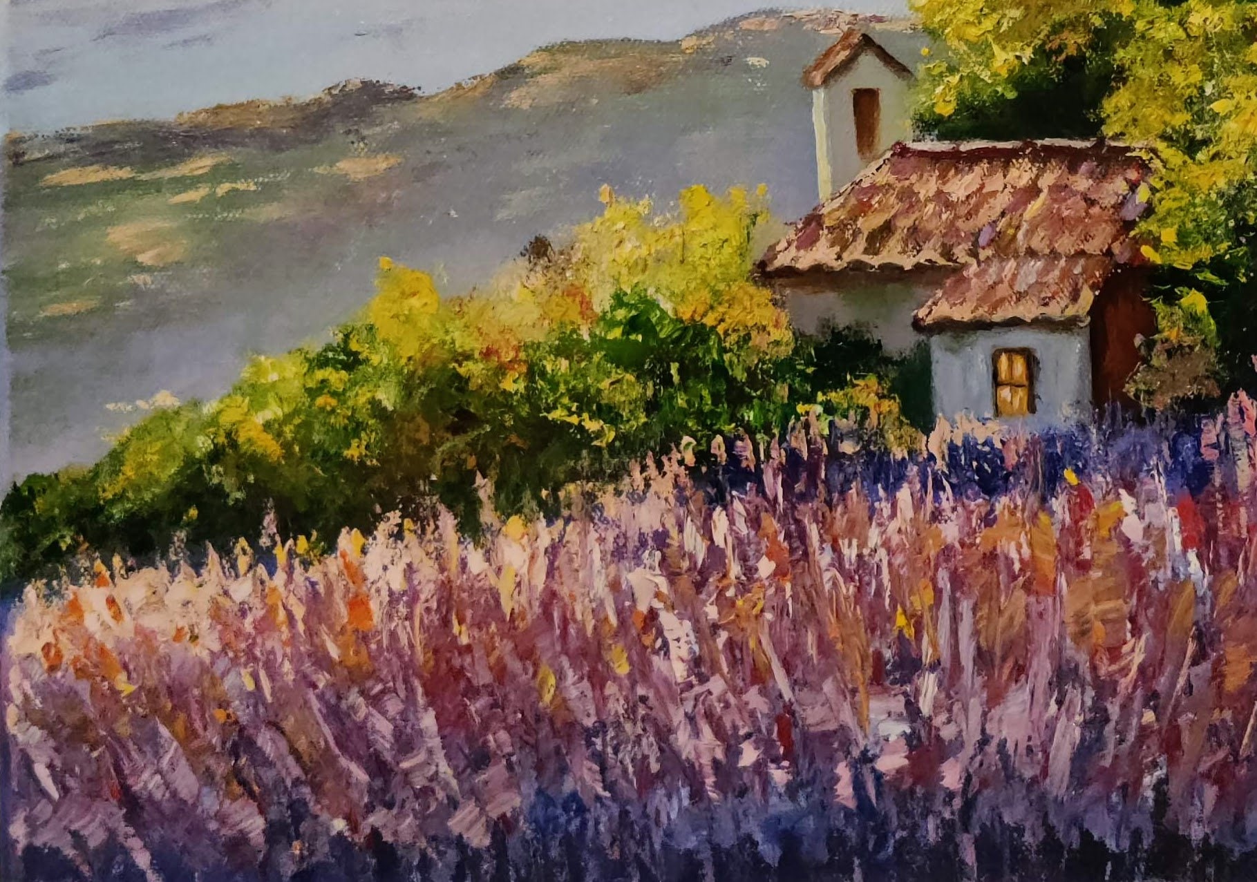 Lavender Field Original Oil Painting Landscape Impasto Oil Art on ...