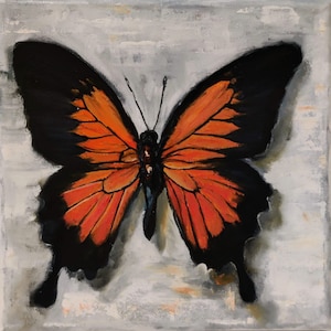 Butterfly Original oil painting on small canvas 8&quot;x8&quot; kids room décor fine art