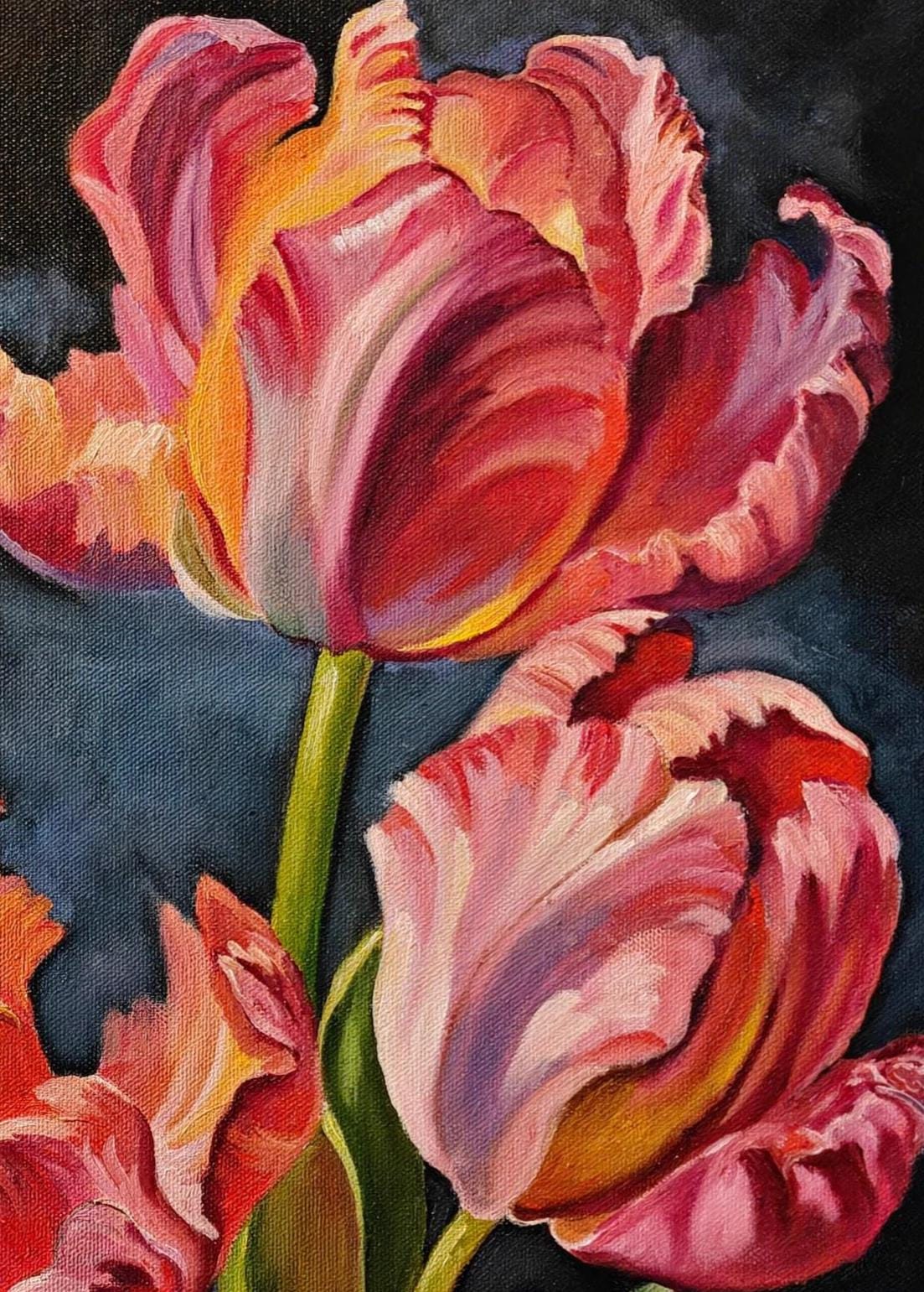 Tulips. Original Oil Painting on Canvas 16"x20" Floral Wall Art Flower ...