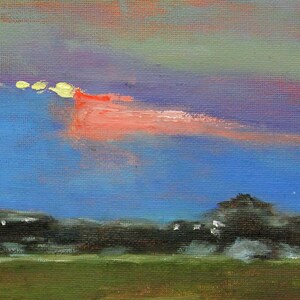 Summer Twilight --Original oil painting on canvas 8"x8" Wall Art Sunset art image 5