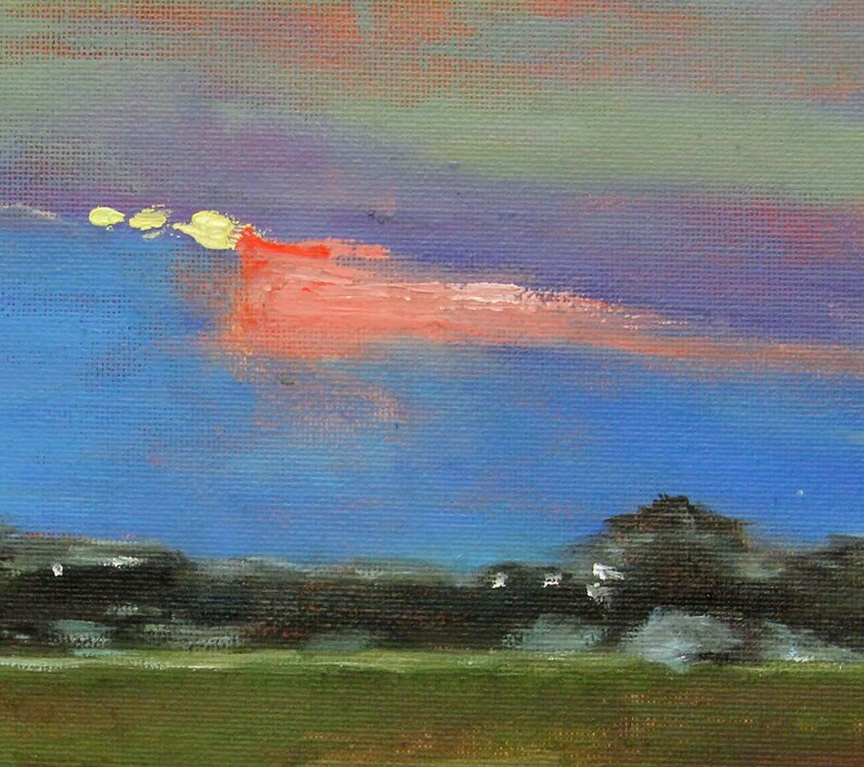 Summer Twilight --Original oil painting on canvas 8"x8" Wall Art Sunset art image 5